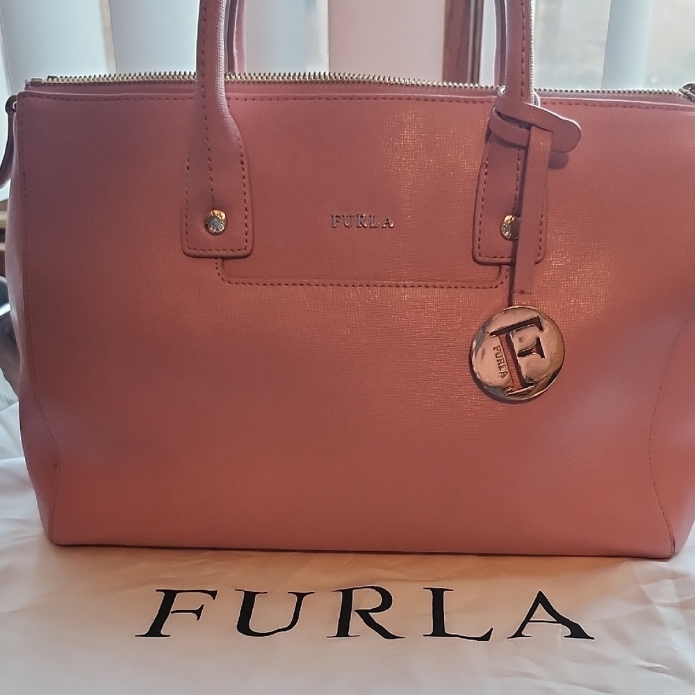 Furla Pink Satchel with Gold Hardware